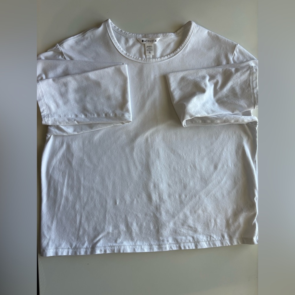 Athleta Womens Essential Long Sleeve Top XL White Crew Neck like new